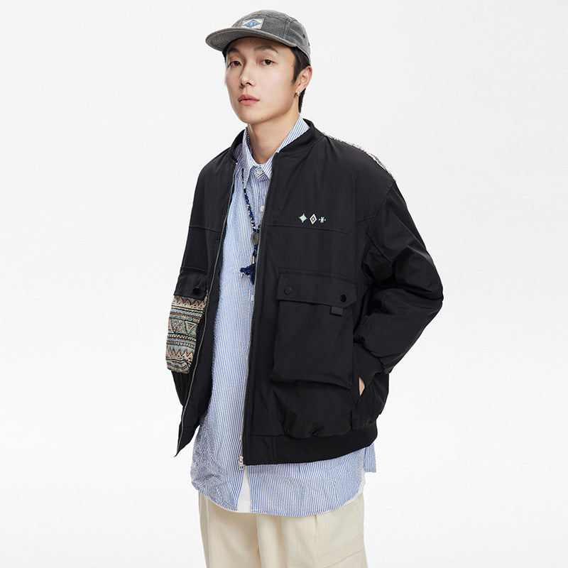Unisex Coat Splicing Pilot Thickened Cotton Padded Coat
