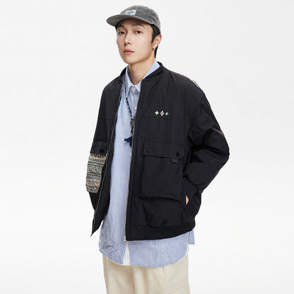 Unisex Coat Splicing Pilot Thickened Cotton Padded Coat