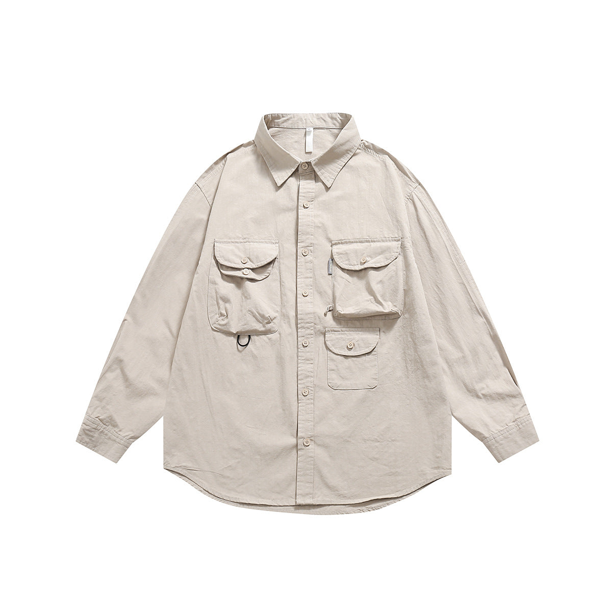 Unisex Shirt Retro Multi-Pocket Loose Casual