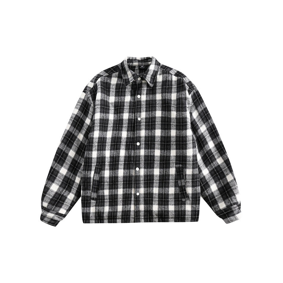 Unisex Coat Plaid Warm Cotton Jacket Loose