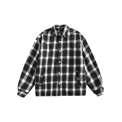 Unisex Coat Plaid Warm Cotton Jacket Loose