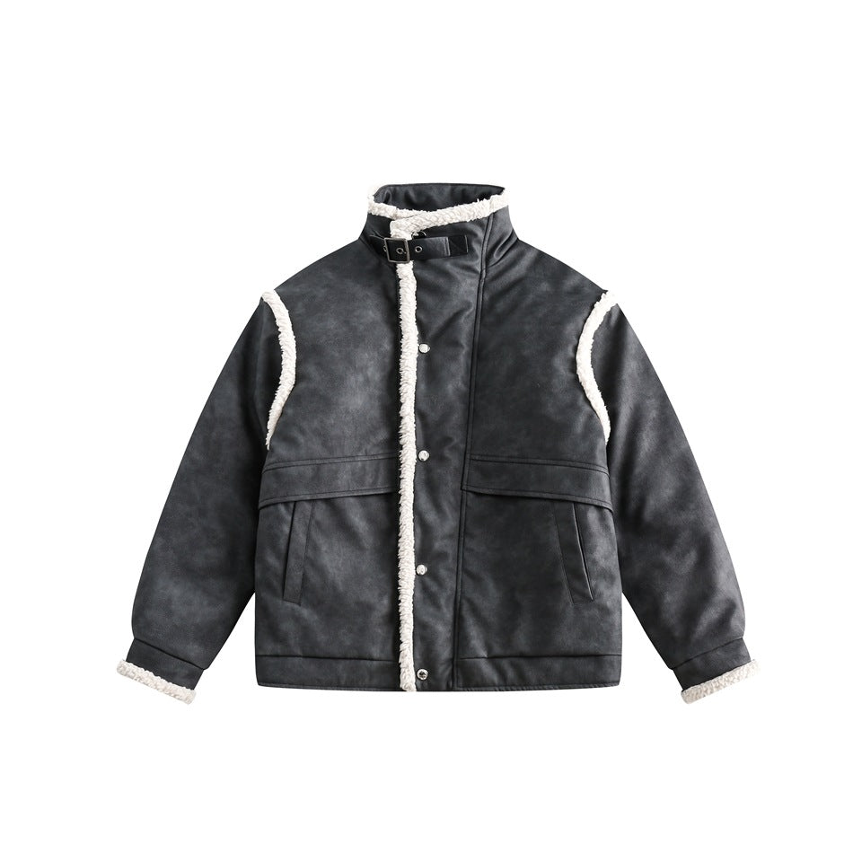 Unisex Coat Warm and Loose PU Leather Jacket