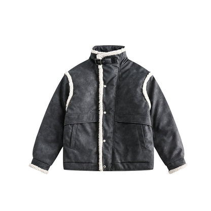 Unisex Coat Warm and Loose PU Leather Jacket