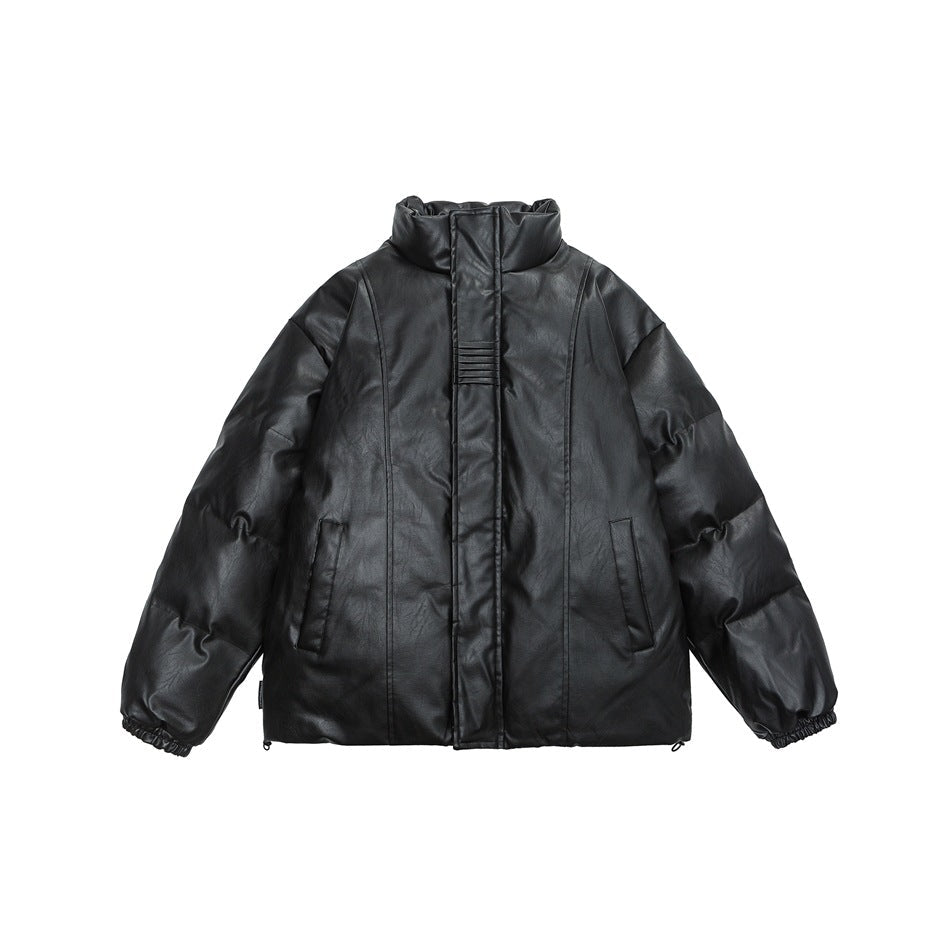 Unisex Coat PU Leather Cotton-Padded Jacket Loose