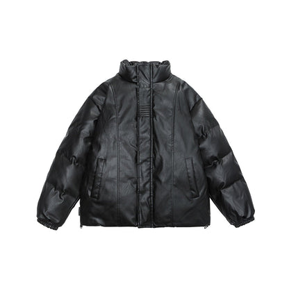 Unisex Coat PU Leather Cotton-Padded Jacket Loose