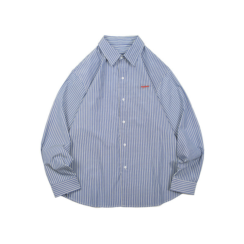 Unisex Shirt Cityboy Long Sleeve Casual All-Match Loose Striped