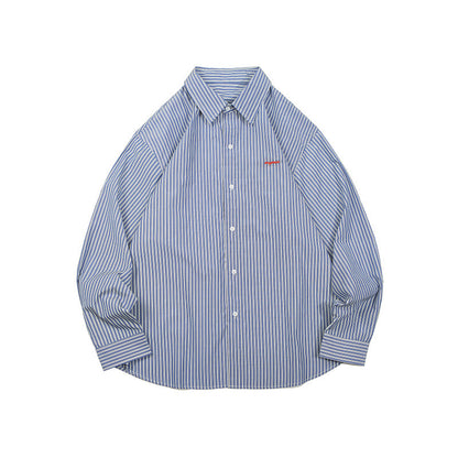 Unisex Shirt Cityboy Long Sleeve Casual All-Match Loose Striped
