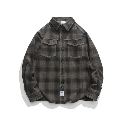 Unisex Shirt Loose Plaid Leisure Artistic Style
