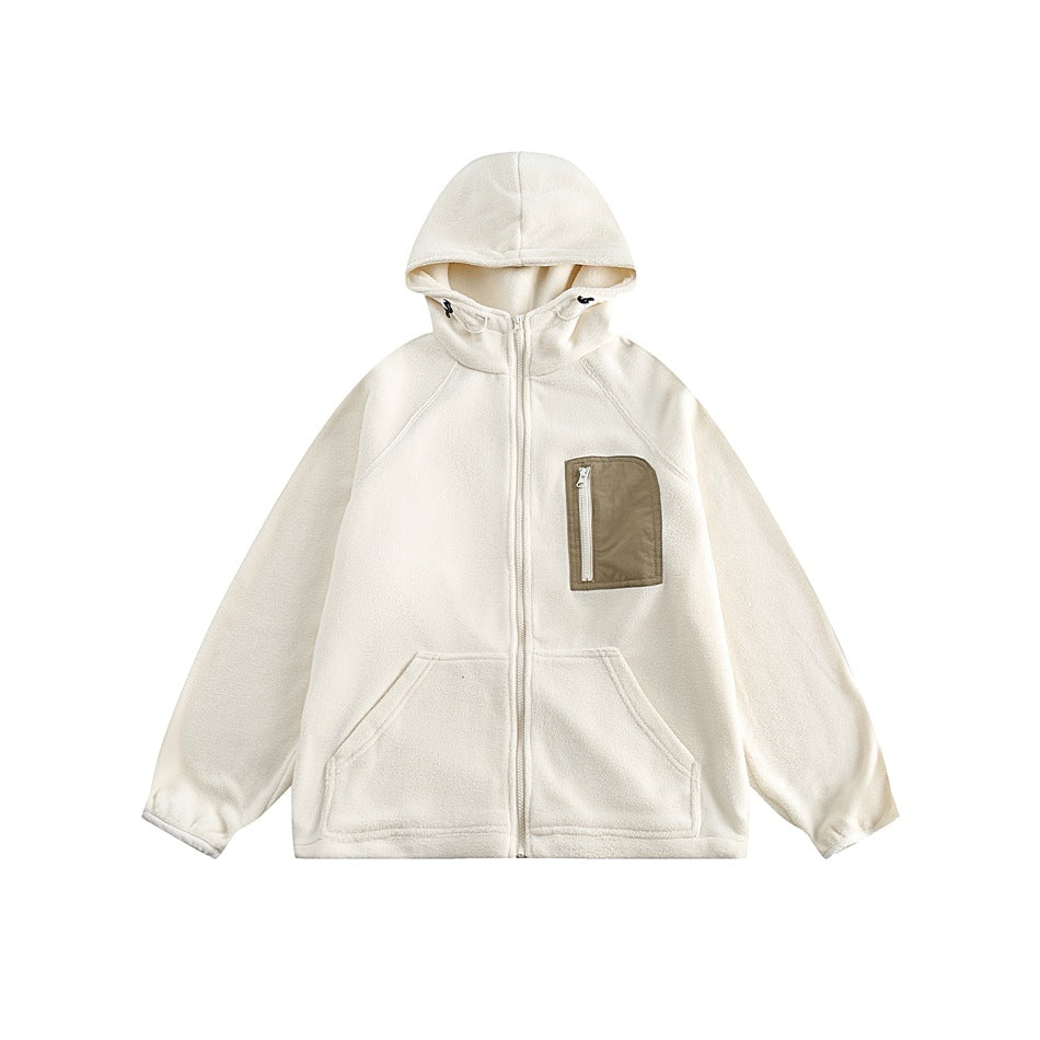 Unisex Coat Loose Polar Fleece Jacket Thermal Cotton-Padded Clothes