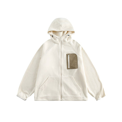 Unisex Coat Loose Polar Fleece Jacket Thermal Cotton-Padded Clothes