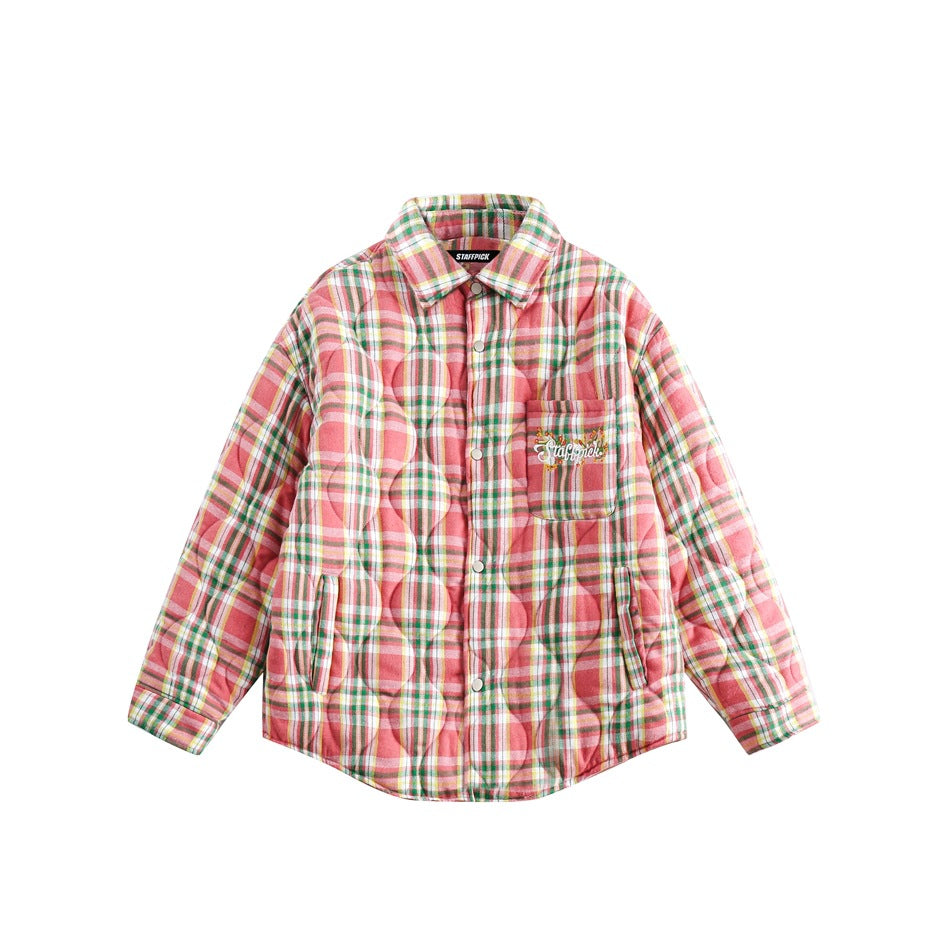 Unisex Coat Plaid Coat Cotton-Padded Jacket