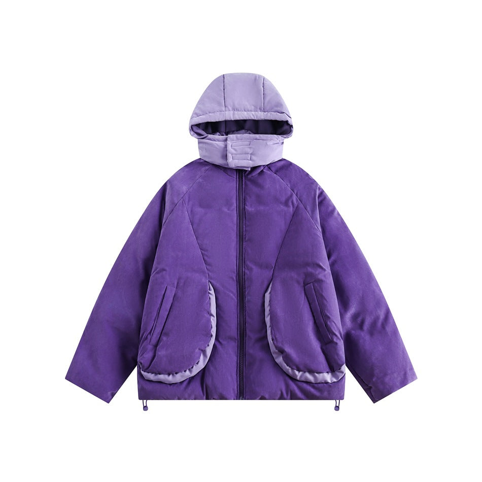 Unisex Coat College Style Stitching Winter Cotton Dress Thickened