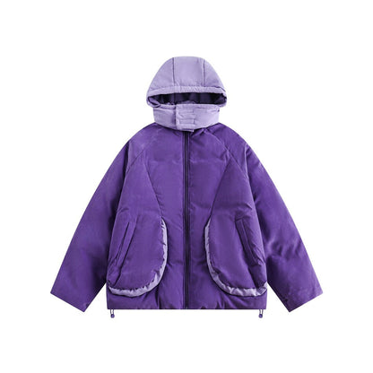 Unisex Coat College Style Stitching Winter Cotton Dress Thickened