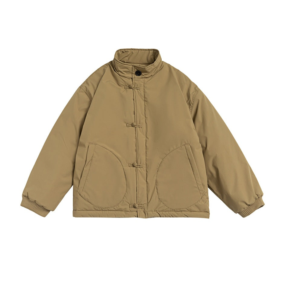 Unisex Coat Chinese Style Loose Lapel Cotton Coat