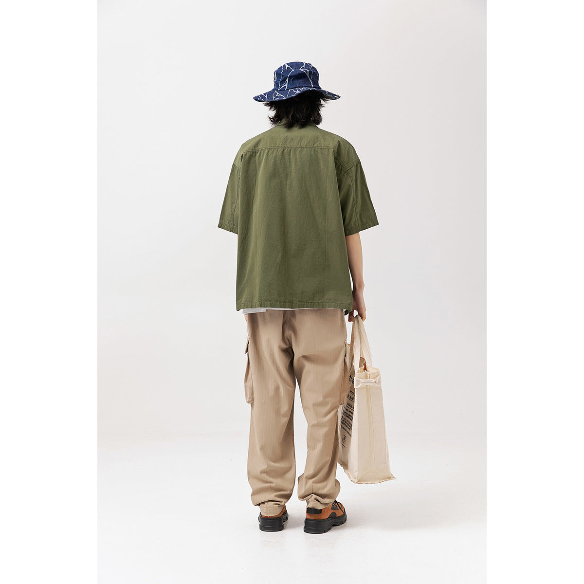 Unisex Shirt Retro Large Pocket Loose Little Bee
