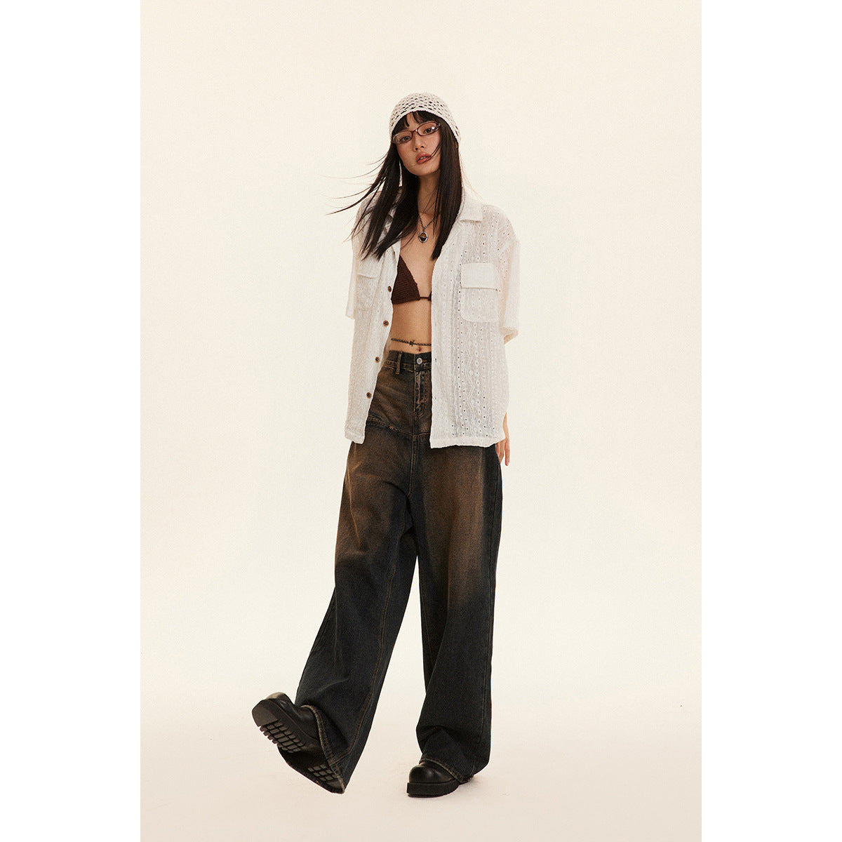 Unisex Shirt Hollow Loose Casual