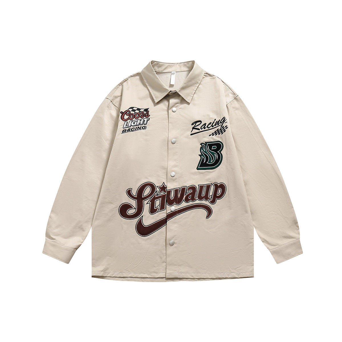 Unisex Shirt Embroidery Baggy Coat
