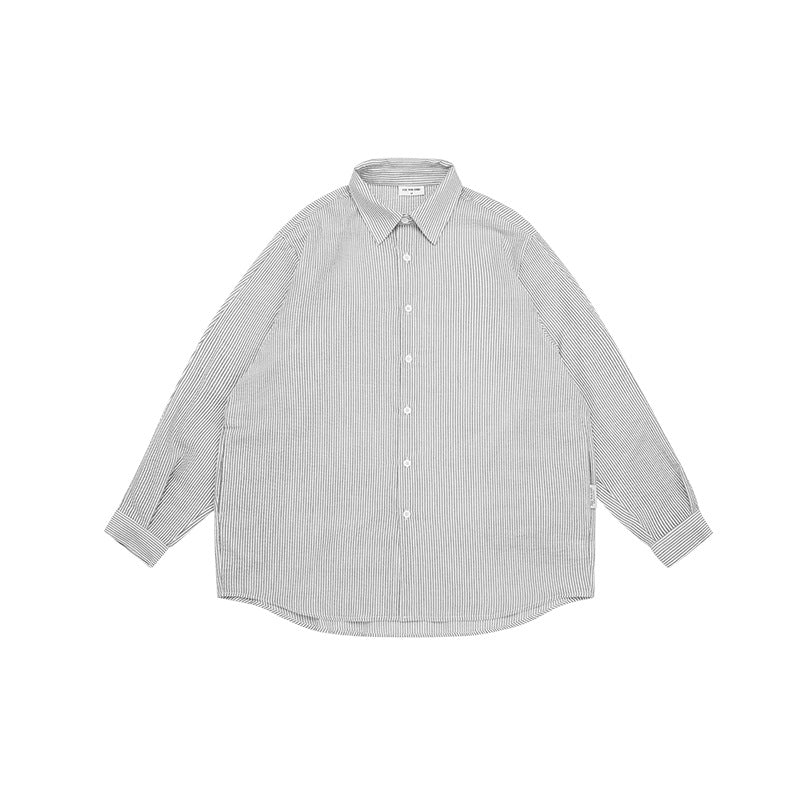 Unisex Shirt Cityboy Casual Loose-Fitting Striped Long Sleeves Shirt