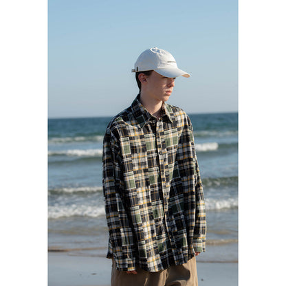 Unisex Shirt Vintage Cityboy Plaid Shirt Loose