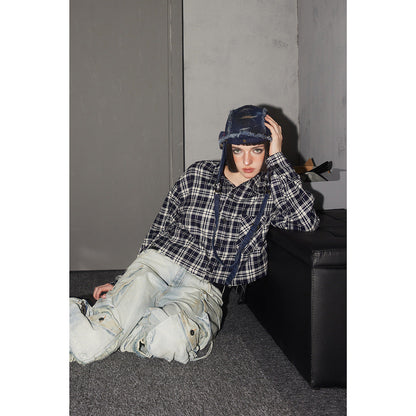 Unisex Shirt Loose Plaid Coat