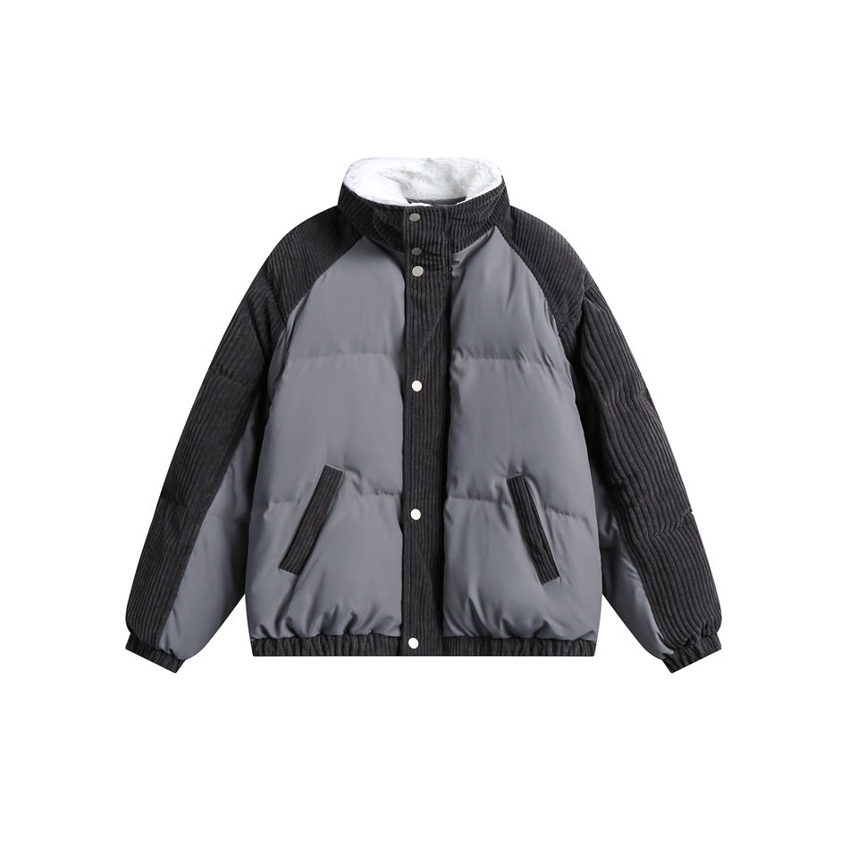 Unisex Coat Corduroy Stitching Lamb Wool