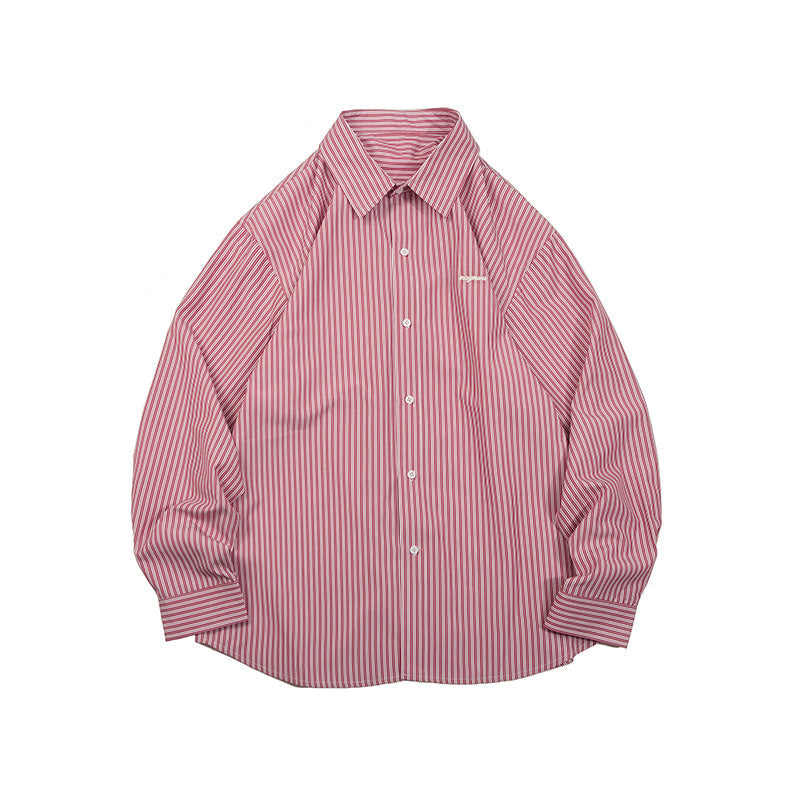 Unisex Shirt Cityboy Long Sleeve Casual All-Match Loose Striped
