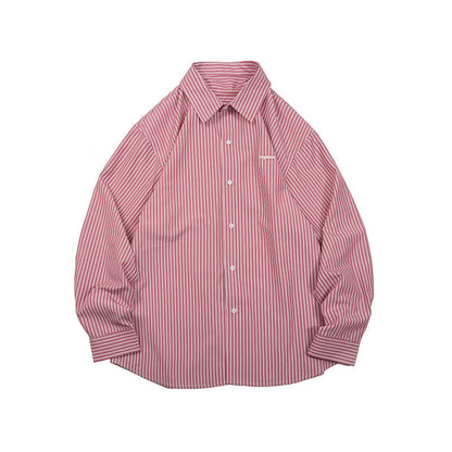 Unisex Shirt Cityboy Long Sleeve Casual All-Match Loose Striped