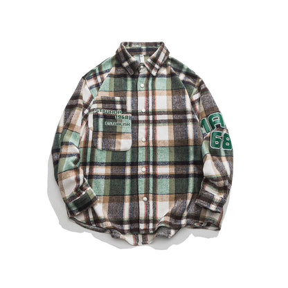 Unisex Shirt Loose Flannel Plaid