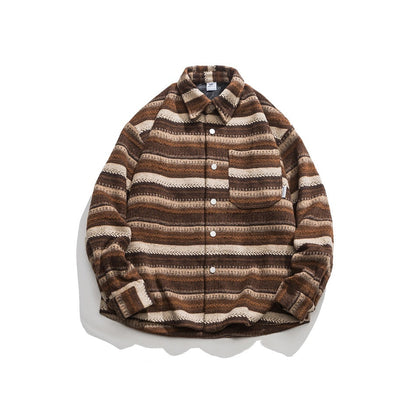 Unisex Shirt Vintage Stripe Coat