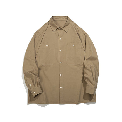 Unisex Shirt Cityboy Pure Cotton Solid Color Loose Casual