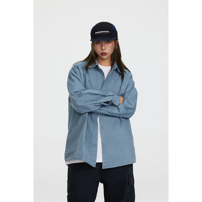 Unisex Shirt Solid Color Cotton Shirt