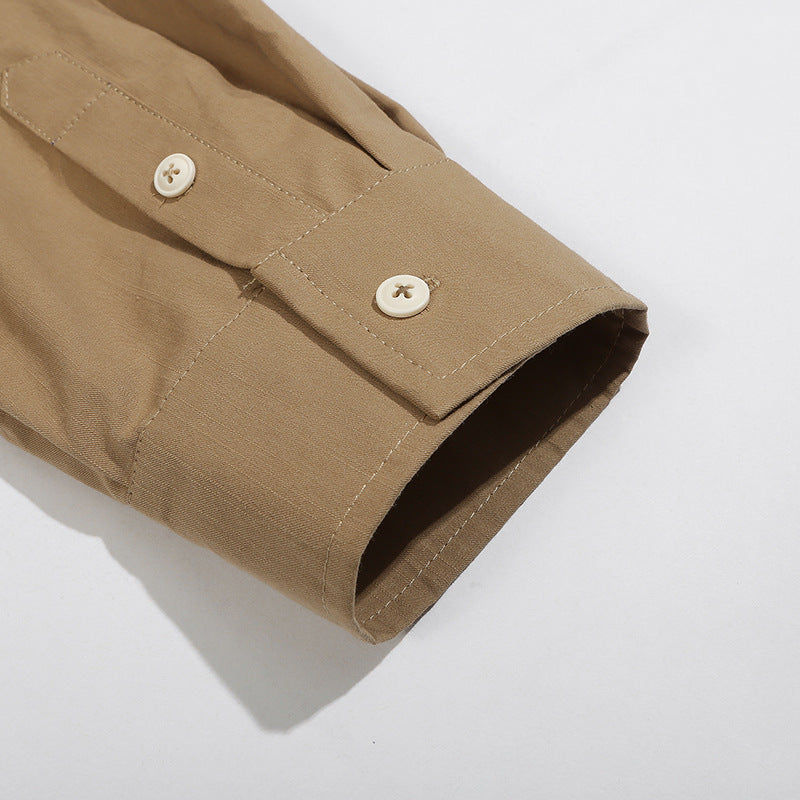 Unisex Shirt Cityboy Pure Cotton Solid Color Loose Casual