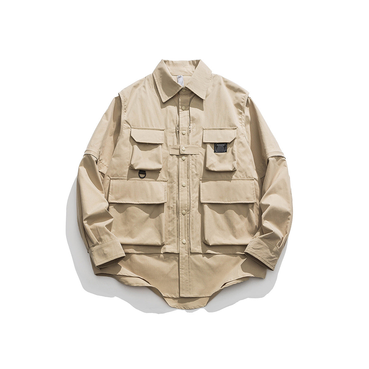 Unisex Shirt Baggy Coat Handsome Removable Sleeves