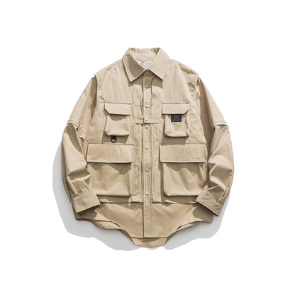 Unisex Shirt Baggy Coat Handsome Removable Sleeves