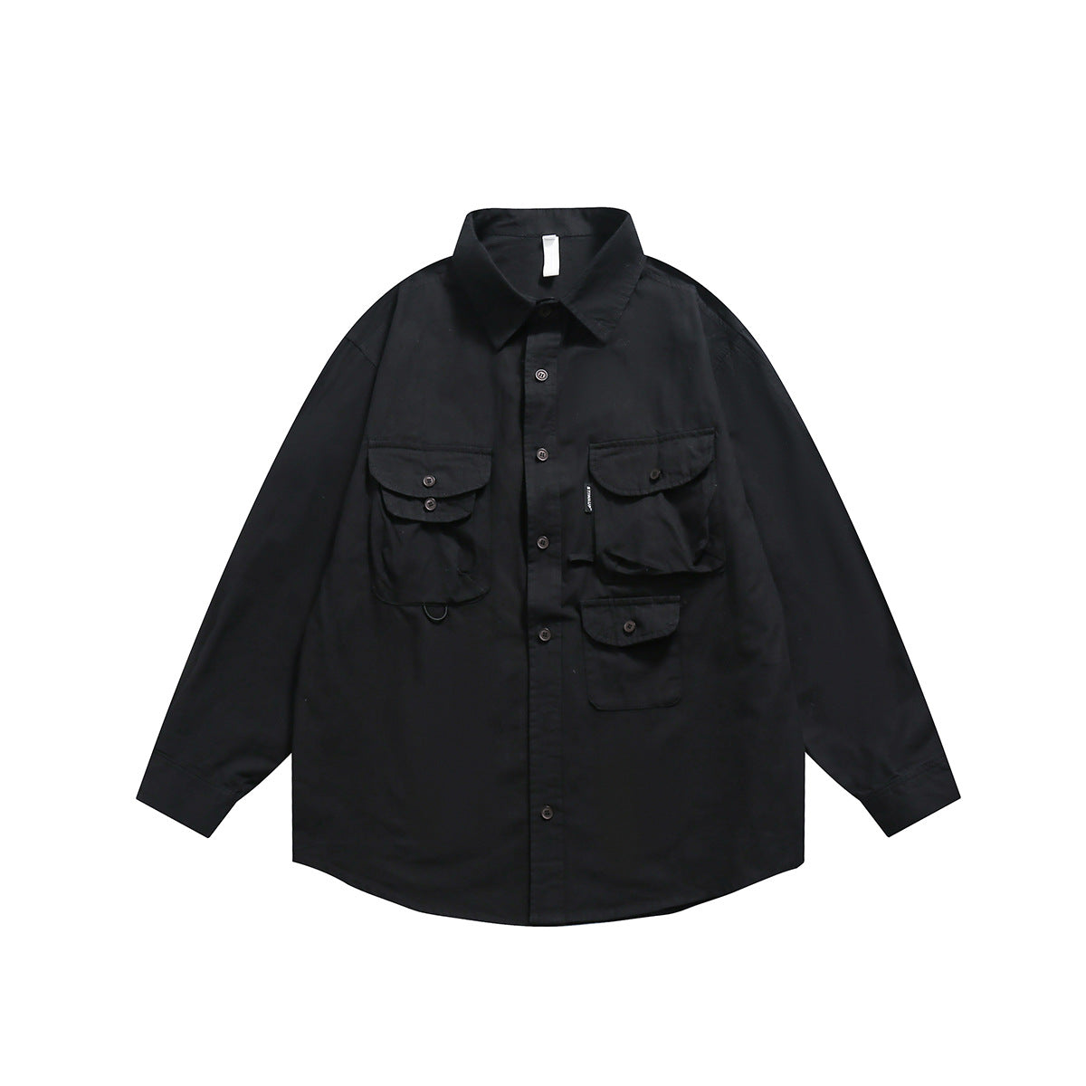Unisex Shirt Retro Multi-Pocket Loose Casual