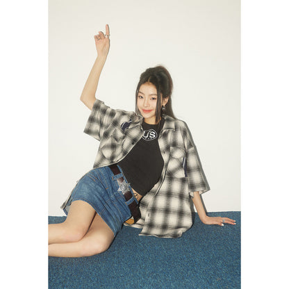 Unisex Shirt Casual Patchwork Patch Plaid