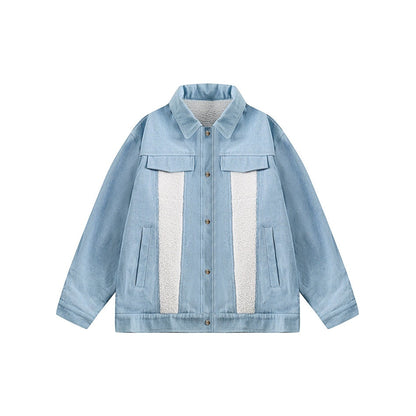 Unisex Coat Winter Lamb Wool Denim Coat