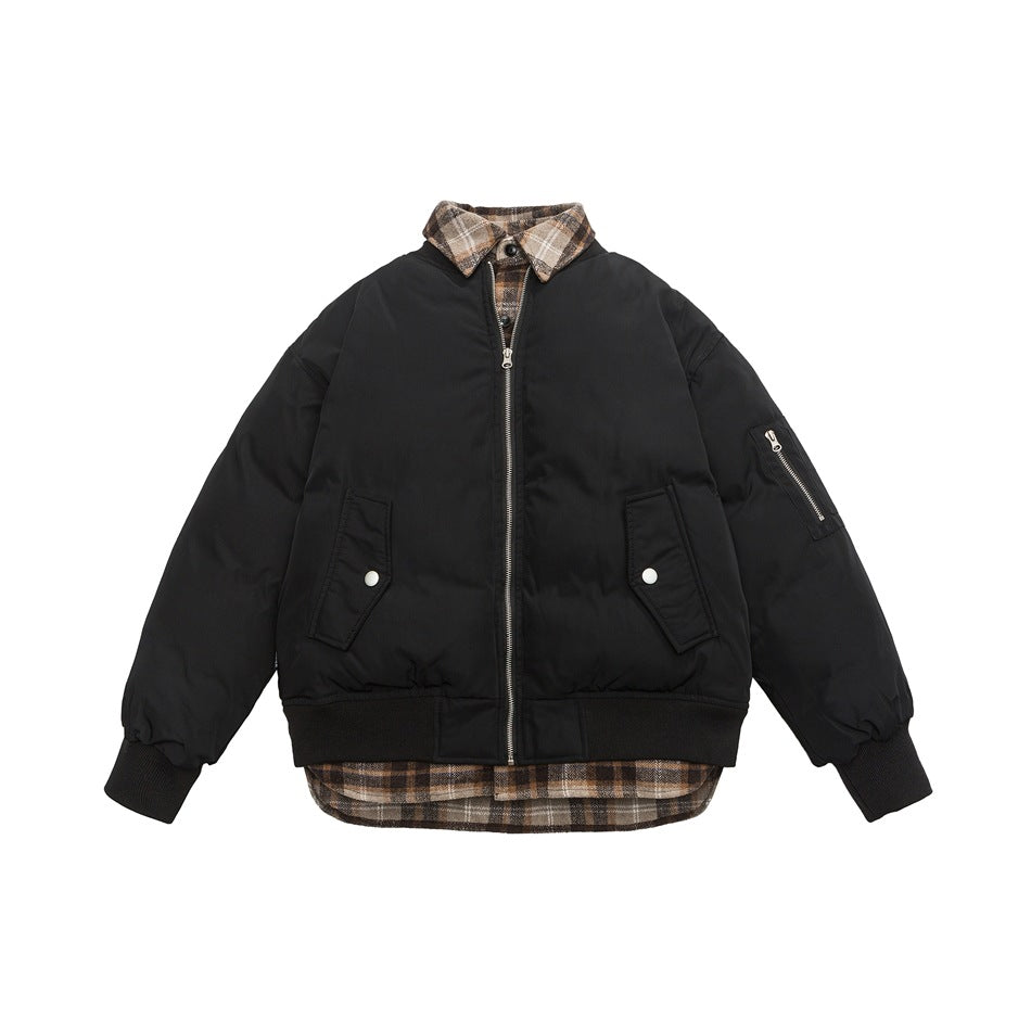 Unisex Coat Winter Cotton-Padded Coat Couple Fake Two Pieces