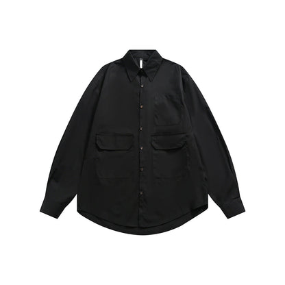 Unisex Shirt Multi-Pocket Loose Cotton Handsome