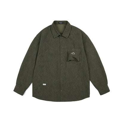 Unisex Shirt Retro Loose Three-Dimensional Pocket