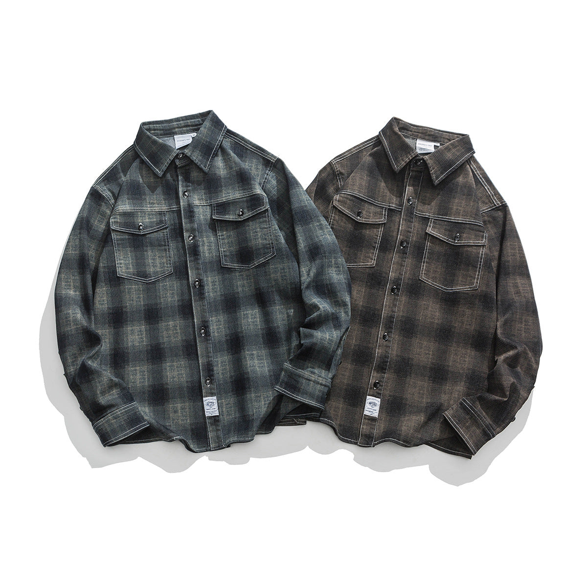Unisex Shirt Loose Plaid Leisure Artistic Style
