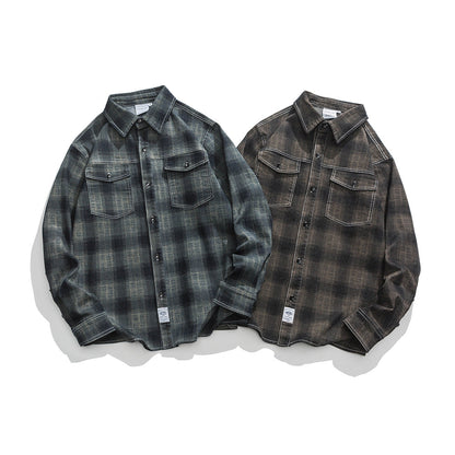 Unisex Shirt Loose Plaid Leisure Artistic Style