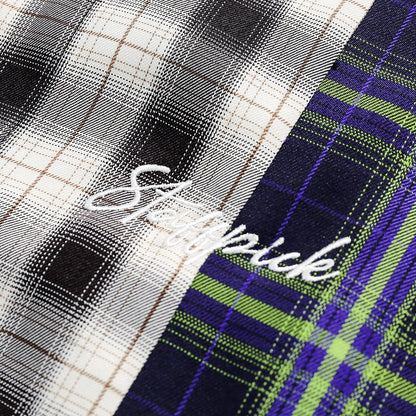 Unisex Shirt Embroidered Plaid Shirt Casual Loose