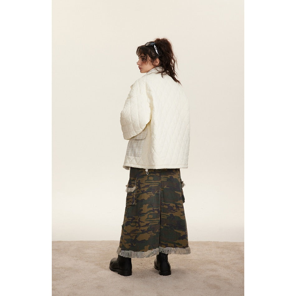 Unisex Coat Diamond Lattice Warm Winter