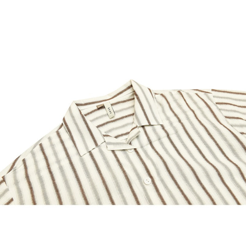 Unisex Shirt Loose Retro Striped Summer Coat