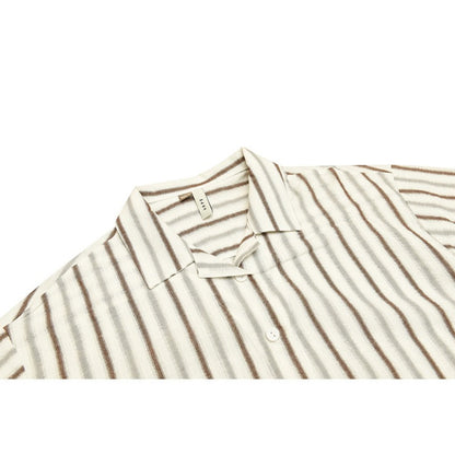 Unisex Shirt Loose Retro Striped Summer Coat
