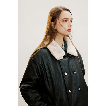 Unisex Coat Vintage PU Leather Coat