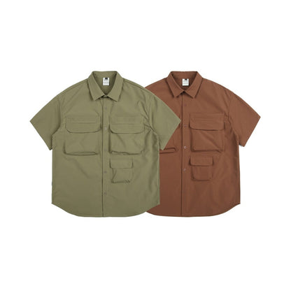 Unisex Shirt Retro Large Pocket Loose Casual