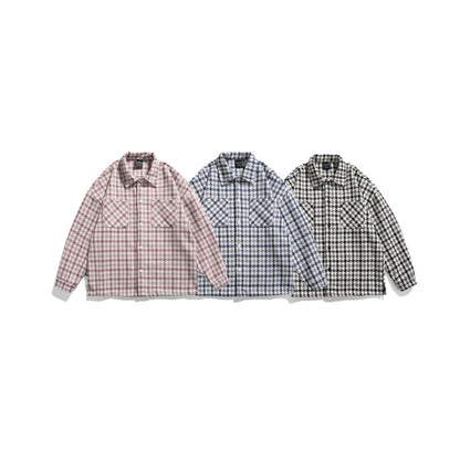 Unisex Shirt Vintage Plaid Loose