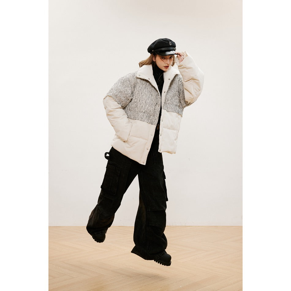 Unisex Coat Stitching Warm Cotton Coat Stand Collar